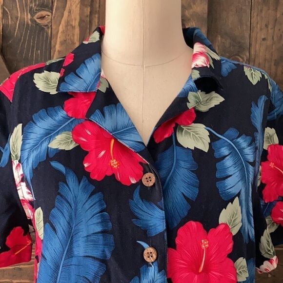 La Cabaña Rayon Tropical front button top Sz-Small - Picture 4 of 7